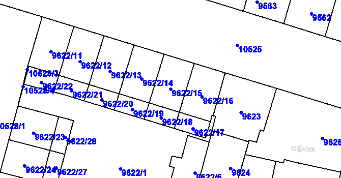 Parcela st. 9622/15 v KÚ Plzeň, Katastrální mapa
