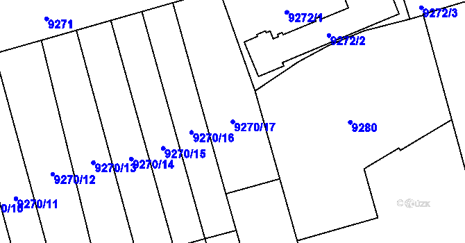 Parcela st. 9270/17 v KÚ Plzeň, Katastrální mapa