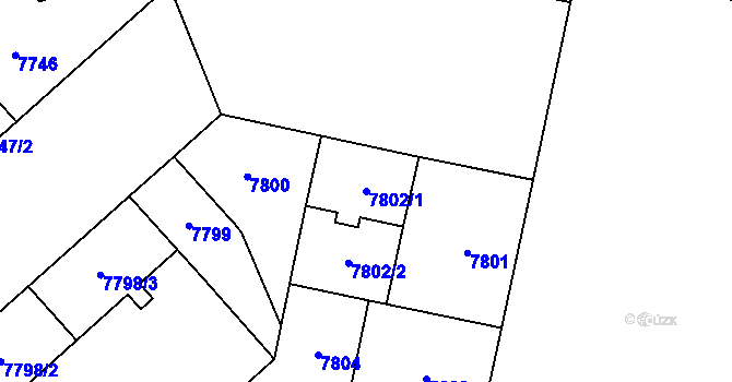Parcela st. 7802/1 v KÚ Plzeň, Katastrální mapa