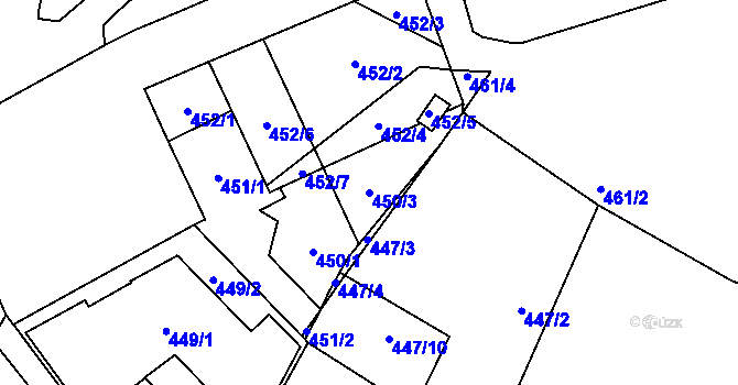 Parcela st. 450/3 v KÚ Plzeň, Katastrální mapa