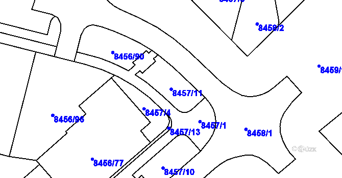 Parcela st. 8457/11 v KÚ Plzeň, Katastrální mapa
