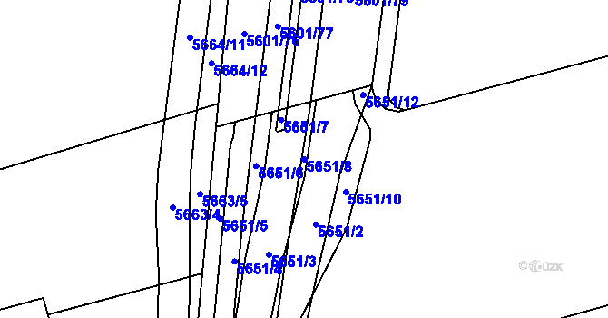 Parcela st. 5651/8 v KÚ Plzeň, Katastrální mapa