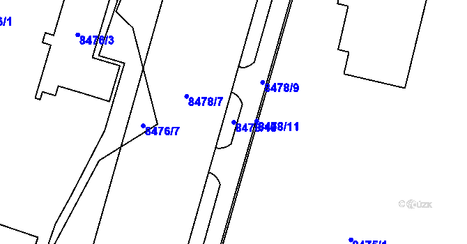 Parcela st. 8478/10 v KÚ Plzeň, Katastrální mapa