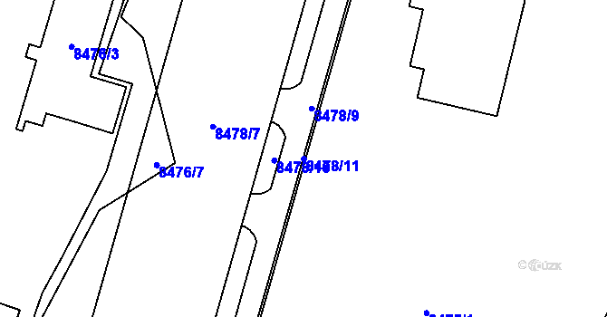 Parcela st. 8478/11 v KÚ Plzeň, Katastrální mapa