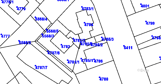 Parcela st. 4785/4 v KÚ Plzeň, Katastrální mapa