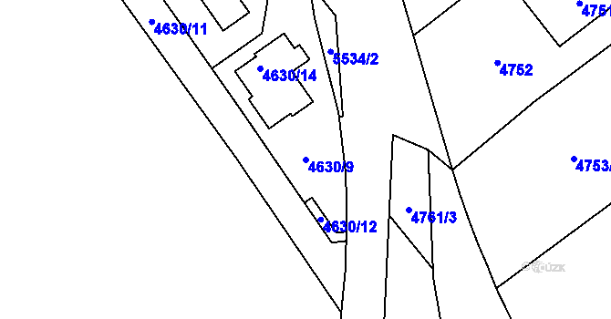Parcela st. 4630/9 v KÚ Plzeň, Katastrální mapa