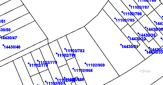 Parcela st. 11102/783 v KÚ Plzeň, Katastrální mapa
