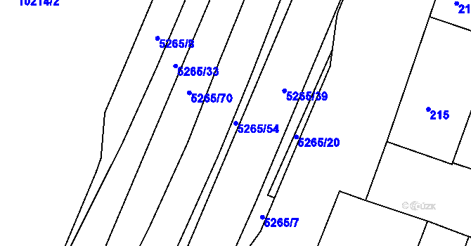 Parcela st. 5265/54 v KÚ Plzeň, Katastrální mapa
