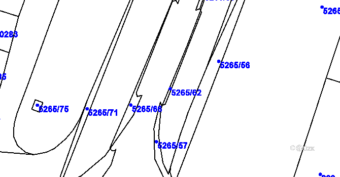Parcela st. 5265/62 v KÚ Plzeň, Katastrální mapa