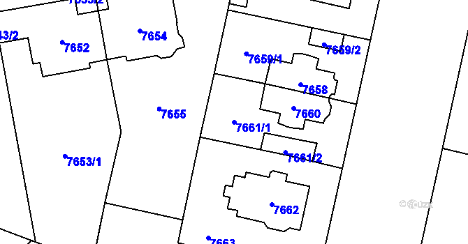 Parcela st. 7661/1 v KÚ Plzeň, Katastrální mapa