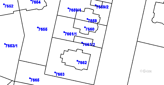 Parcela st. 7661/2 v KÚ Plzeň, Katastrální mapa