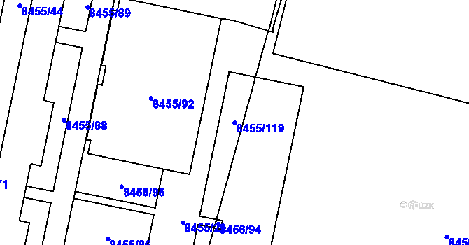 Parcela st. 8455/119 v KÚ Plzeň, Katastrální mapa