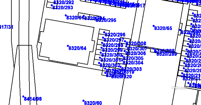 Parcela st. 8320/300 v KÚ Plzeň, Katastrální mapa