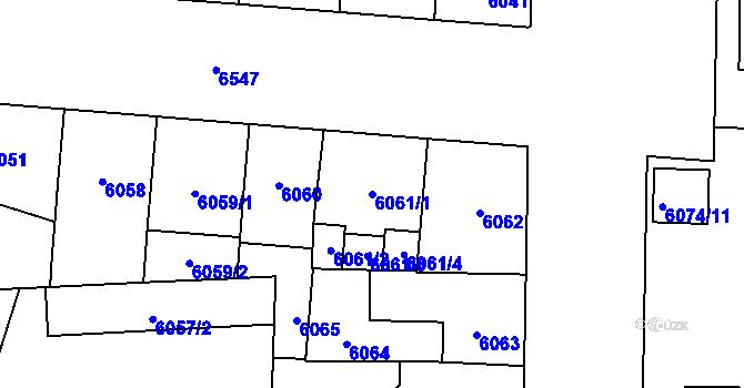 Parcela st. 6061/1 v KÚ Plzeň, Katastrální mapa