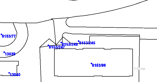 Parcela st. 8153/245 v KÚ Plzeň, Katastrální mapa