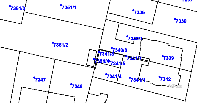 Parcela st. 7341/8 v KÚ Plzeň, Katastrální mapa