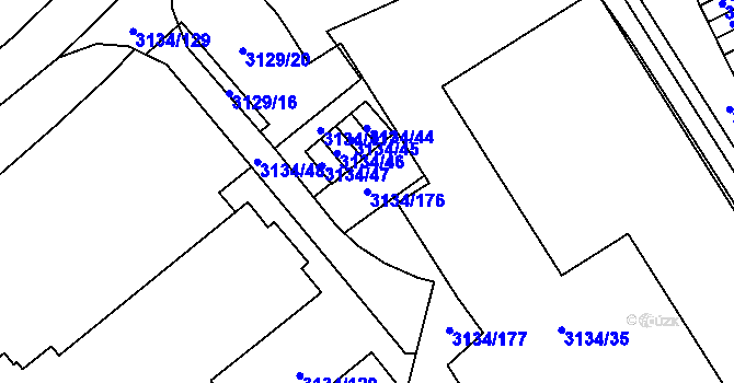 Parcela st. 3134/176 v KÚ Plzeň, Katastrální mapa