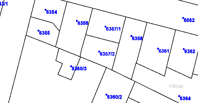 Parcela st. 6357/2 v KÚ Plzeň, Katastrální mapa