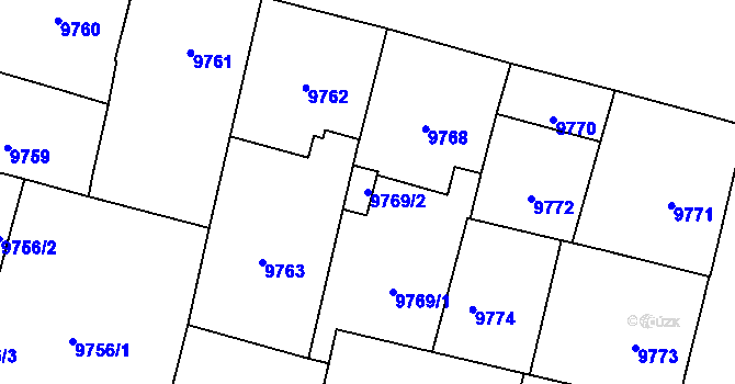 Parcela st. 9769/2 v KÚ Plzeň, Katastrální mapa
