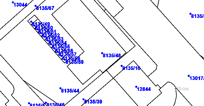 Parcela st. 8135/48 v KÚ Plzeň, Katastrální mapa