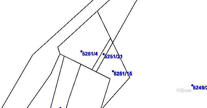 Parcela st. 5251/21 v KÚ Plzeň, Katastrální mapa