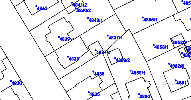 Parcela st. 4837/3 v KÚ Plzeň, Katastrální mapa