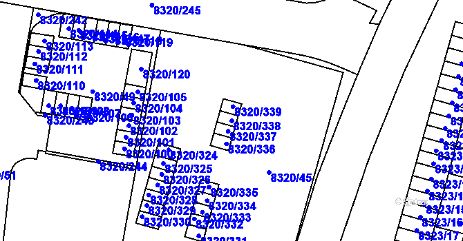 Parcela st. 8320/338 v KÚ Plzeň, Katastrální mapa