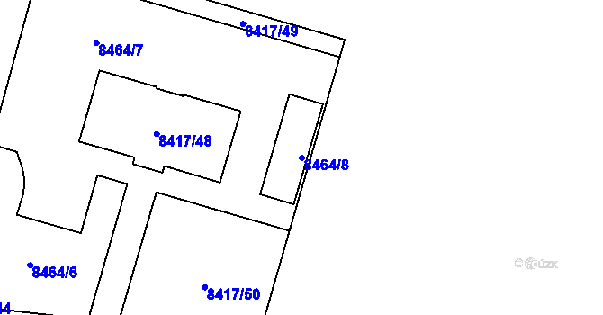 Parcela st. 8464/8 v KÚ Plzeň, Katastrální mapa