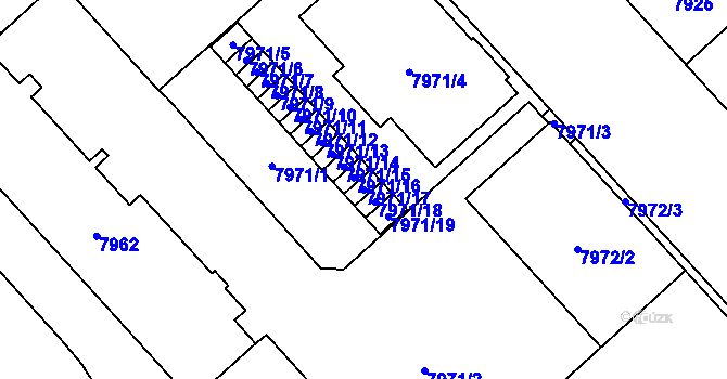 Parcela st. 7971/17 v KÚ Plzeň, Katastrální mapa