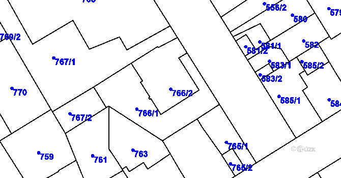 Parcela st. 766/2 v KÚ Bolevec, Katastrální mapa