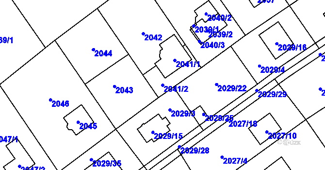 Parcela st. 2041/2 v KÚ Bolevec, Katastrální mapa