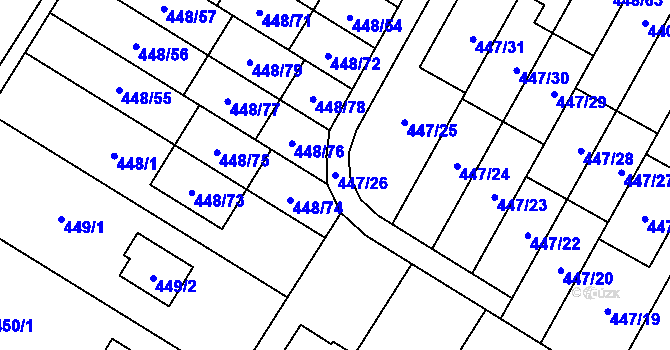 Parcela st. 447/26 v KÚ Bolevec, Katastrální mapa