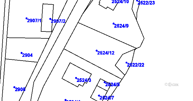 Parcela st. 2524/12 v KÚ Bolevec, Katastrální mapa