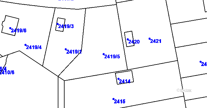 Parcela st. 2419/5 v KÚ Bolevec, Katastrální mapa