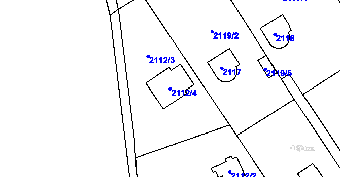 Parcela st. 2112/4 v KÚ Bolevec, Katastrální mapa