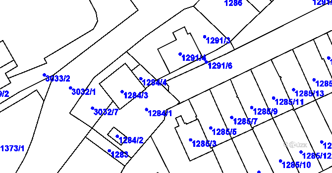 Parcela st. 1291/5 v KÚ Bolevec, Katastrální mapa