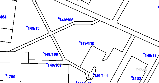 Parcela st. 149/110 v KÚ Bolevec, Katastrální mapa
