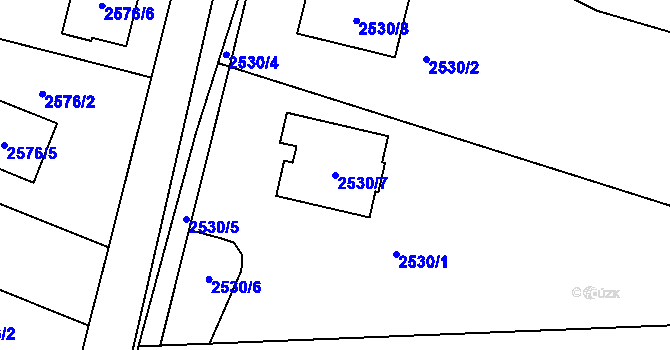 Parcela st. 2530/7 v KÚ Bolevec, Katastrální mapa