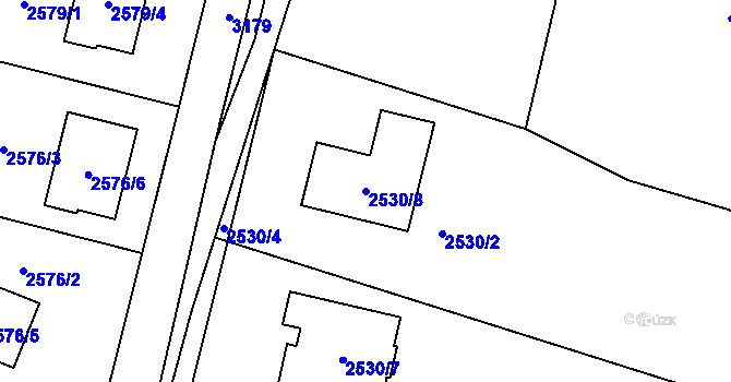 Parcela st. 2530/8 v KÚ Bolevec, Katastrální mapa