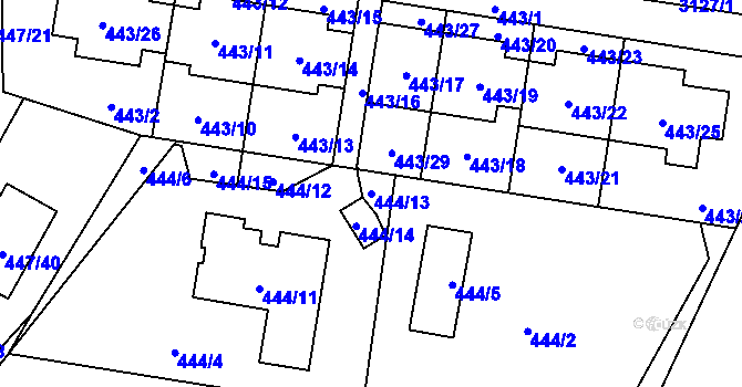 Parcela st. 444/13 v KÚ Bolevec, Katastrální mapa