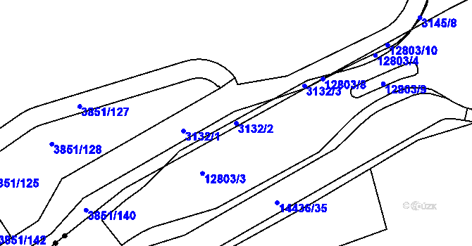 Parcela st. 3132/2 v KÚ Bolevec, Katastrální mapa