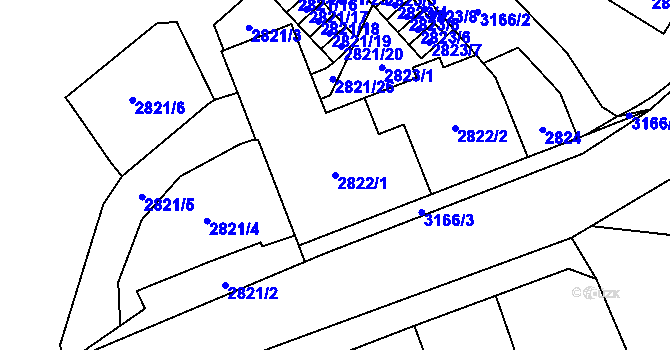 Parcela st. 2822/1 v KÚ Bolevec, Katastrální mapa