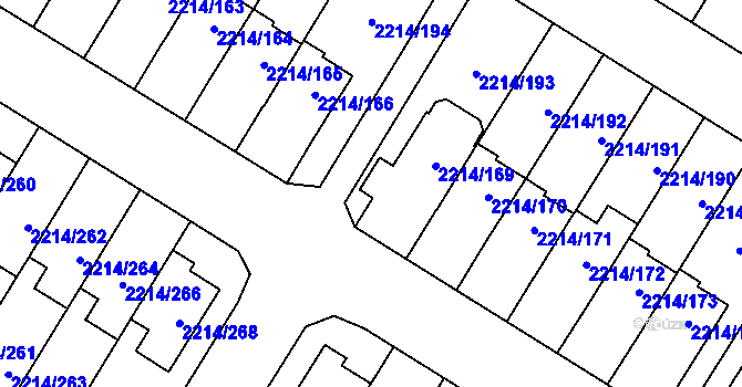 Parcela st. 2214/383 v KÚ Bolevec, Katastrální mapa