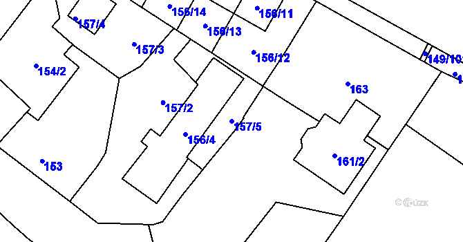 Parcela st. 157/5 v KÚ Bolevec, Katastrální mapa