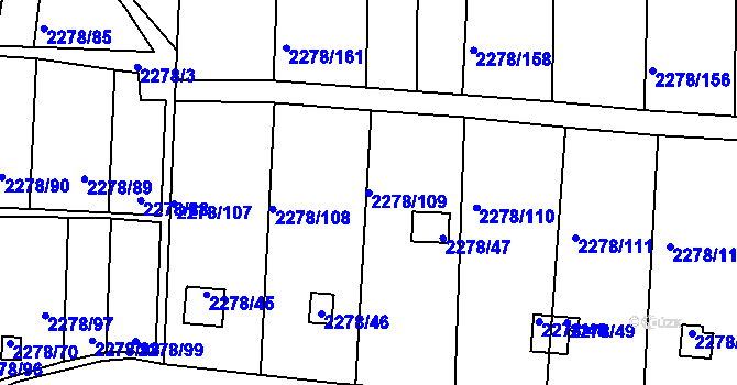 Parcela st. 2278/109 v KÚ Bolevec, Katastrální mapa