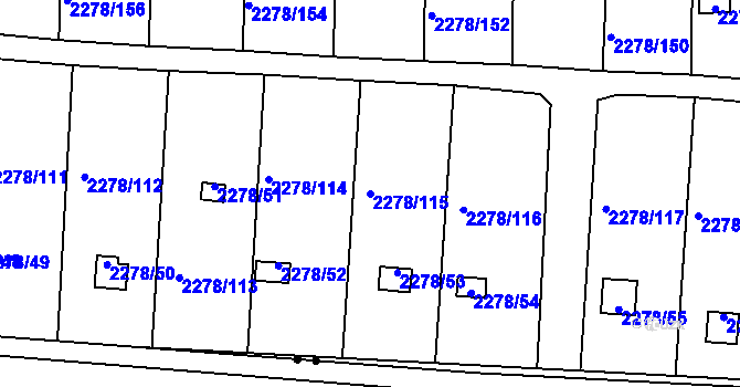 Parcela st. 2278/115 v KÚ Bolevec, Katastrální mapa
