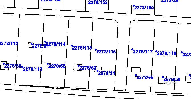 Parcela st. 2278/116 v KÚ Bolevec, Katastrální mapa