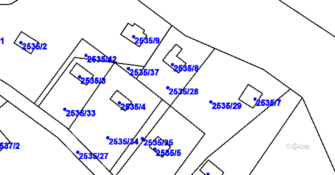 Parcela st. 2535/28 v KÚ Bolevec, Katastrální mapa