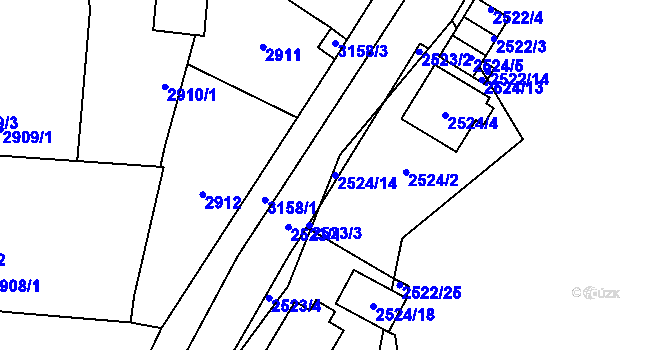 Parcela st. 2524/14 v KÚ Bolevec, Katastrální mapa