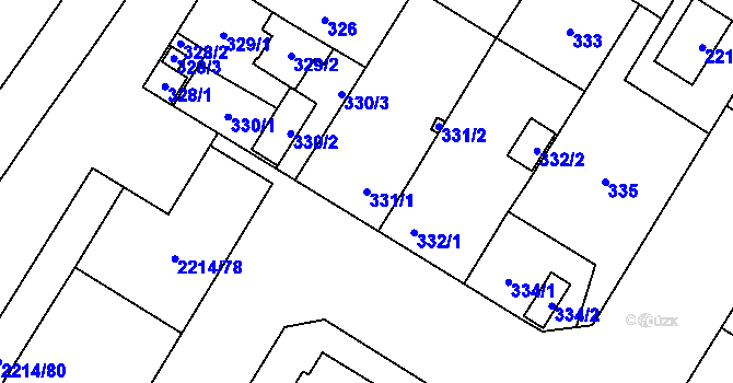 Parcela st. 331/1 v KÚ Bolevec, Katastrální mapa